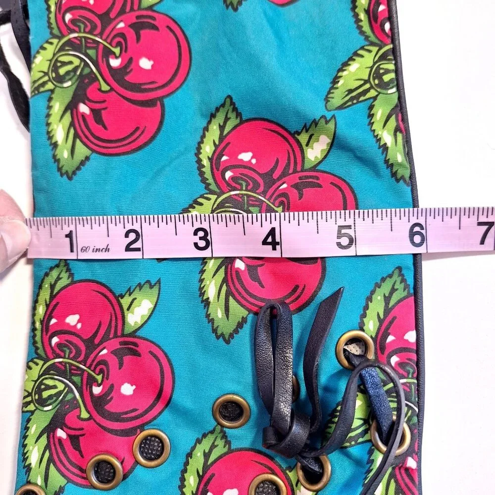 Betseyville Betsey Johnson Cherry HandBag Purse Chain & Leather Strap Turquoise - Picture 4 of 9